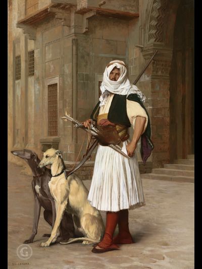 Картина обогреватель, репродукция Жан-Леона Арнаут с двумя уиппетами