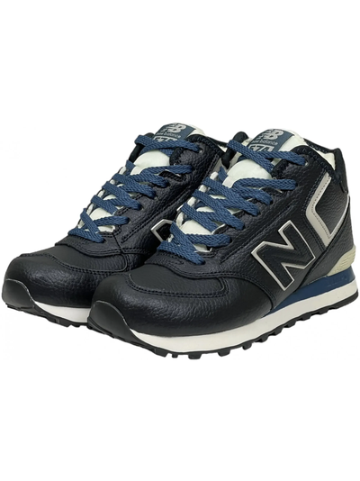 New Balance 574 High Leather Blue с мехом мужские