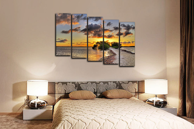 Модульная картина "Закат на озере"