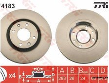 Диск тормозной пер .вент. [283х26] Citroen C4 II (B7), Peugeot 308 TRW аналог 4249J6 4246W2
