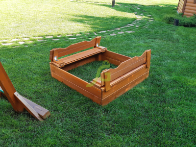 Деревянная песочница IgraGrad с крышкой фото 7