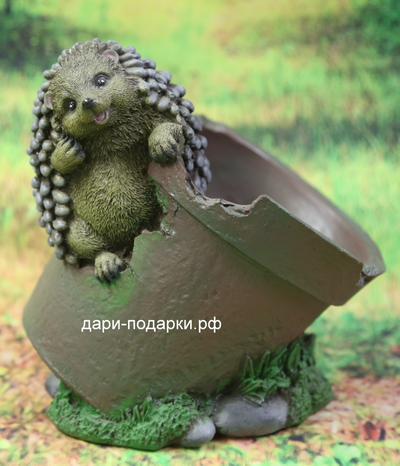 Кашпо Ёжик в горшочке  18*18см   0,8кг   полистоун пр-во Россия 89//011117