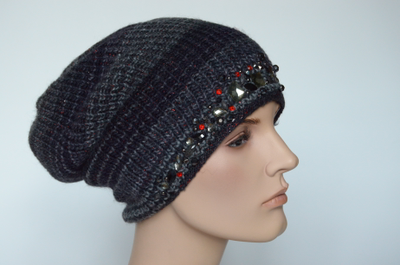 Vizio 5833 шапка италия с украшениями Сваровски серая