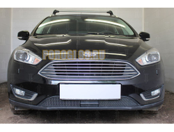 Защита радиатора Ford Focus III (рестайлинг) 2014- с датчиком ACC black низ