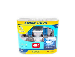 Автомобильные лампы галогенные комплект 2шт / HB4 / 9006/ 12V / 51W / XenonVision / Эффект ксенона 6000К- белый свет