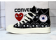 Кеды Converse на платформе с сердечками черные