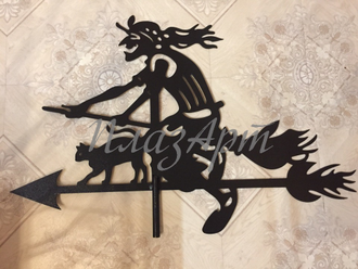 флюгер на крышу бабка-ежка