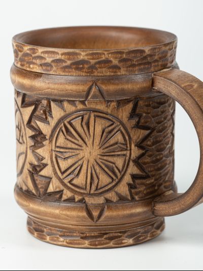 Кружка деревянная "Солнце Коло" 0,5л