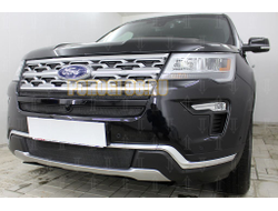 Защита радиатора Ford Explorer 2018- (2 части) с камерой black верх