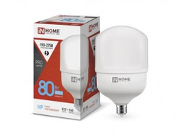 Лампа светодиодная ASD/InHome  высокомощн. E27  80W (7200lm) 6500К 6K 230V с адапт. E40 245x135 HP-PRO 1149