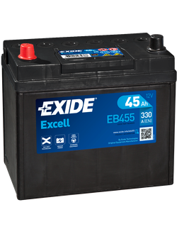АККУМУЛЯТОР автомобильный EXIDE EXCELL EB455 (АЗИАТСКИЙ ТИП КОРПУСА) L+ 45Ah 330А (En)