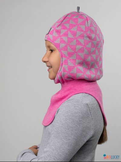 Шапка-шлем &quot;Бантики&quot; 20201-07, цвет розовый, серый, р. 48-50