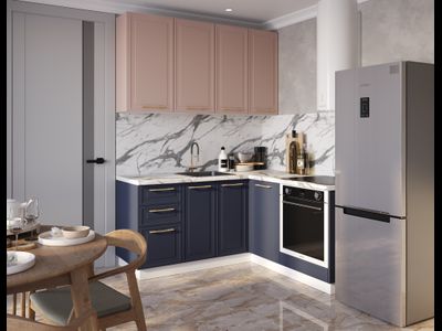 Кухня модульная "Адель" Адель шарли пинк MF13, синий нубук (БТС)