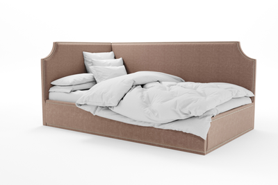 Угловая кровать, тахта, софа, подростковая MyCloud Брайтон, с подъемным механизмом, бельевым ящиком, боковой спинкой, без ножек, с молдингом