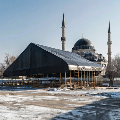 Тент Тарпаулин 4 x 5 м, 230 г/м2, шаг люверсов 0,5 м строительный защитный укрывной купить в Москве