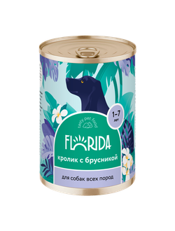 Florida (Флорида) влажный корм (консерва) для собак с кроликом и брусникой, 400 г