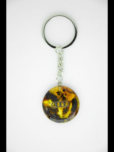 Брелок из натурального янтаря "Audi"