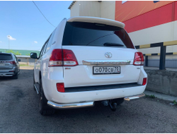 Защита заднего бампера угловая d76 для Toyota Land Cruiser 200 2007-2012