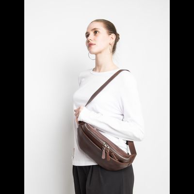 Кожаная поясная сумка Atessa Premium brown (арт. 
7009-53)