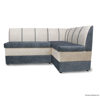 Кухонный Угловой диван "Форум-8" Серый/Слоновая кость Правый