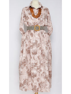 Платье - рубашка "БЕЛЫЕ ЦВЕТЫ" чайная роза р.46-52