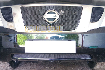Защита радиатора Nissan Patrol 2010-2013 (3 части) black верх PREMIUM