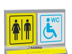 Пиктограмма тактильная, модульная "Общественный туалет с кабиной доступной для инвалидов на кресле-к