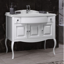 Тумба с раковиной Opadiris Лаура 100 белый без патины (раковина Лаура-искусственный камень)