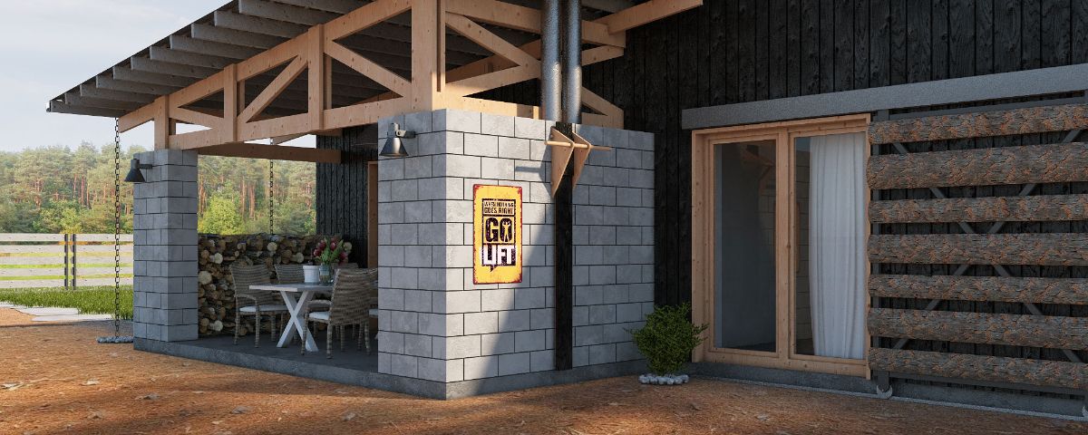 Устройство турника на внешней стороне стены террасы