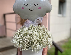 Композиция гипсофила с шариком "Облачко"