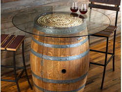 Бочка-стол со стеклянной столешницей вертикальная