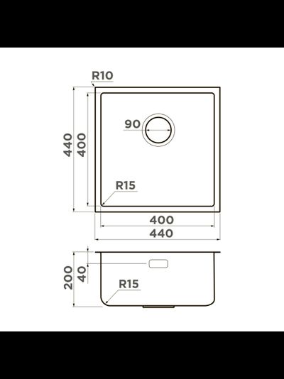 Мойка OMOIKIRI TADZAVA 44-U/I ULTRA 15 IN