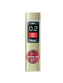 Грифели запасные PENTEL (Япония) в КОМПЛЕКТЕ из 20 шт., "Ain Stein", В, 0,2 мм, C272W-B