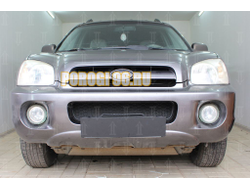 Защита радиатора Hyundai Santa Fe 2000-2006 (2 части) black верх