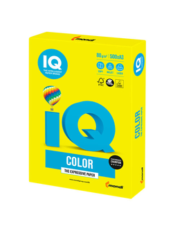 Бумага цветная IQ color БОЛЬШОЙ ФОРМАТ (297х420 мм), А3, 80 г/м2, 500 л., неон, желтая, NEOGB