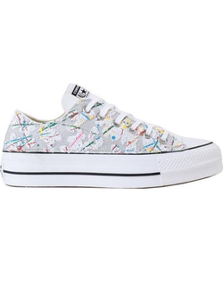 Кеды Converse на платформе низкие серые с принтом