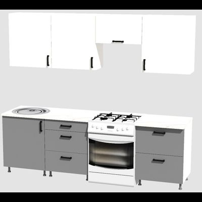 Кухня Эконом 1,8 метра (600х600х600) Цвет: Белый/Базальт