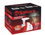 4627121309865  Мясорубка Sakura SA-6418WR, 1500Вт реверс + насадки: кеббе, для приготовления сосисок