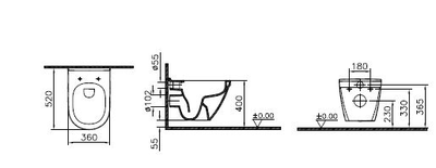 Комплект подвесного безободкового унитаза Vitra S50 Rim-Ex с сиденьем с микролифтом, инсталляцией и панелью управления, 9003B003-7201