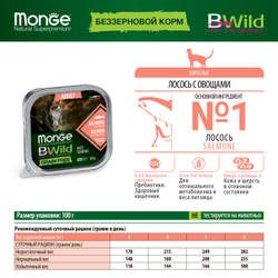 Консерва Monge Cat BWild GRAIN FREE для взрослых кошек, беззерновой, из лосося с овощами