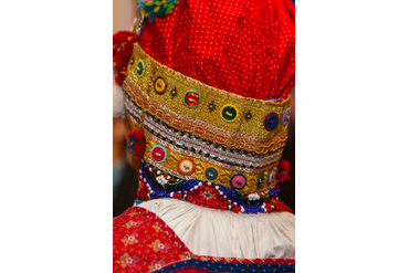 Тульский костюм, задняя часть головного убора. Фольклорно-этнографический центр «Дербеневка»