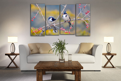 Модульная картина "Свирестелы на веточке"