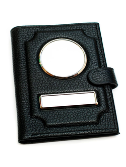 Обложка 2в1 С КНОПКОЙ. ФЛОТЕР. Цвет: ЧЁРНЫЙ. Прошивка: ЧЁРНАЯ. Автодокументы + Паспорт