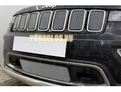 Защита радиатора Jeep Grand Cherokee (WK2) IV 2018- рестайлинг (Laredo, Limited) chrome верх PREMIUM (7 частей)