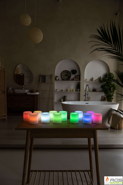 Набор LED свечей с парафиновыми плафонами (9,2*10см - 12шт), "Цветной"