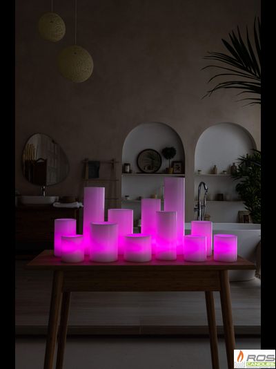 Большой набор LED свечей с парафиновыми плафонами, "Цветной"