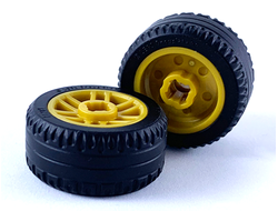 Wheel 14mm D. x 9.9mm with Center Groove, Fake Bolts and 6 Spokes with Black Tire 21 X 9.9 11208 / 11209, Pearl Gold (11208c01)