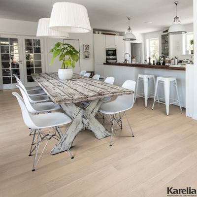 Паркетная доска Karelia Дуб Story 138 Sandy White 1-полосная матовый лак 2G с фаской толщина 14 мм 1.23 м2