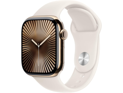 Apple Watch Series 10 42mm Gold Titanium Case with Starlight Sport Band S/M