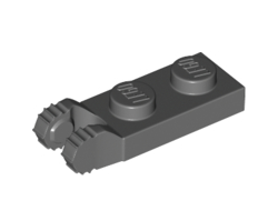 Hinge Plate 1 x 2 Locking with 2 Fingers on End and 7 Teeth without Bottom Groove, Dark Bluish Gray (54657 / 6267047)